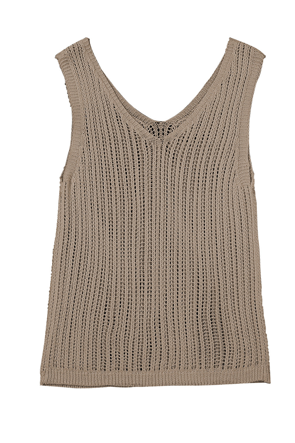 Hollowed Knit V Neck Tank Top