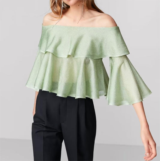 French  Off Shoulder Short Sleeve Top