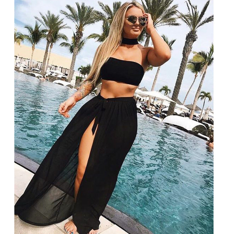 Long Bottom Strap Beach Set Skirt