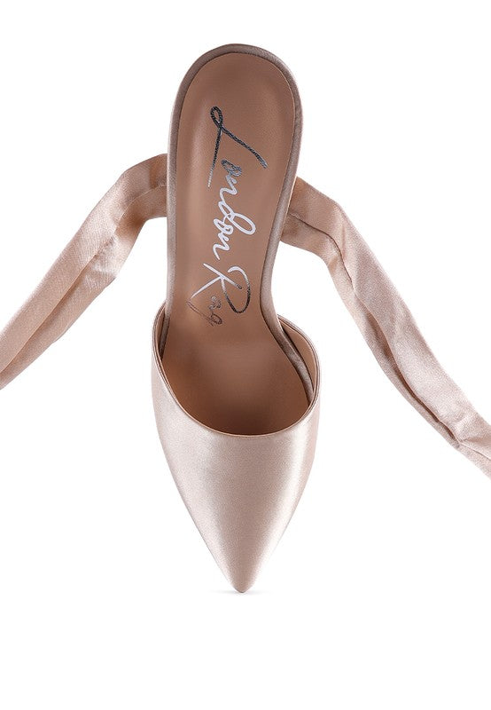 TIE UP SATIN KITTEN HEEL