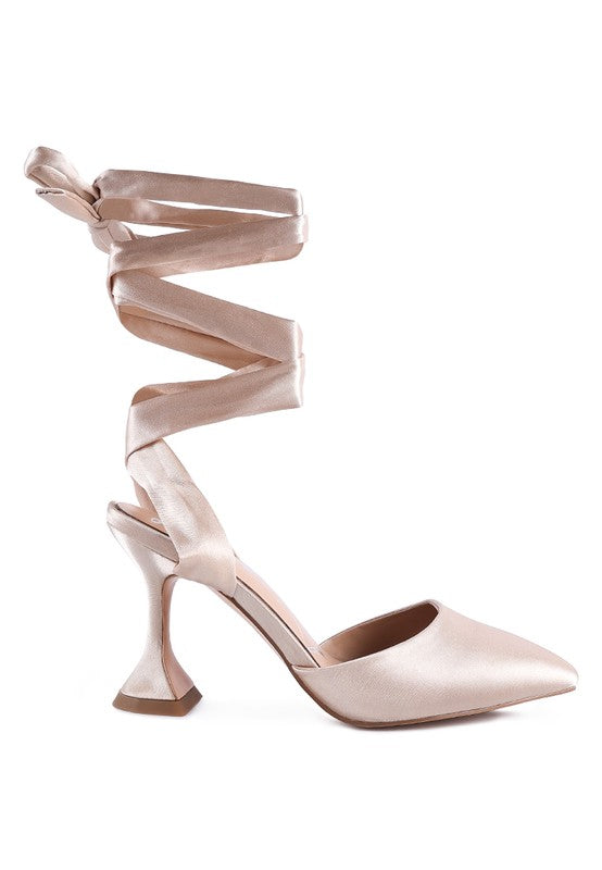 TIE UP SATIN KITTEN HEEL