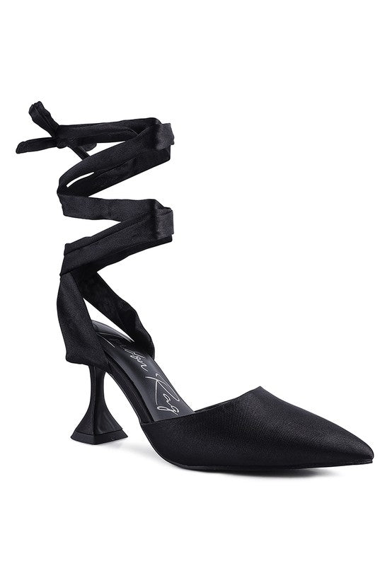 TIE UP SATIN KITTEN HEEL