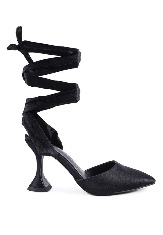 TIE UP SATIN KITTEN HEEL