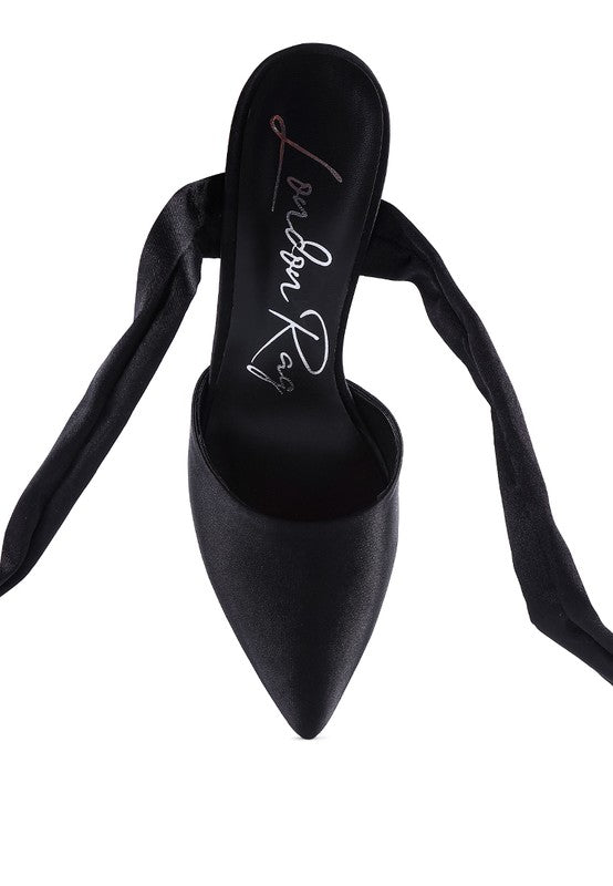 TIE UP SATIN KITTEN HEEL