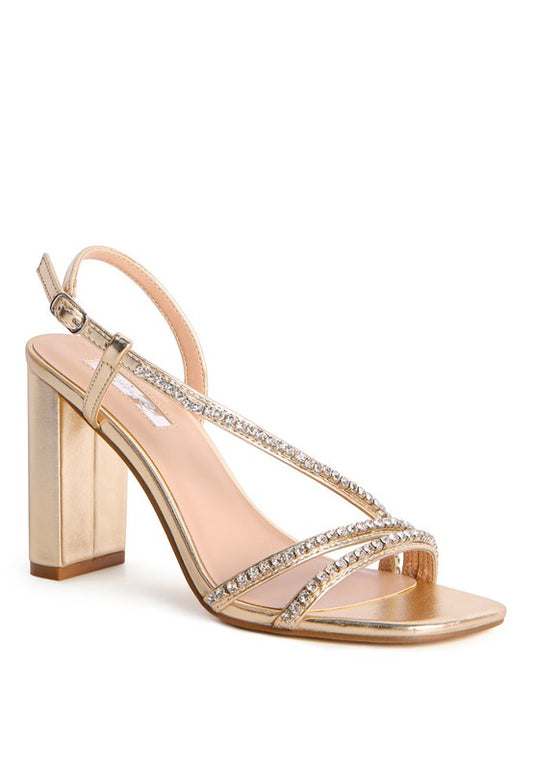 JACQUELINE EMBELLISHED BLOCK HEEL SANDALS