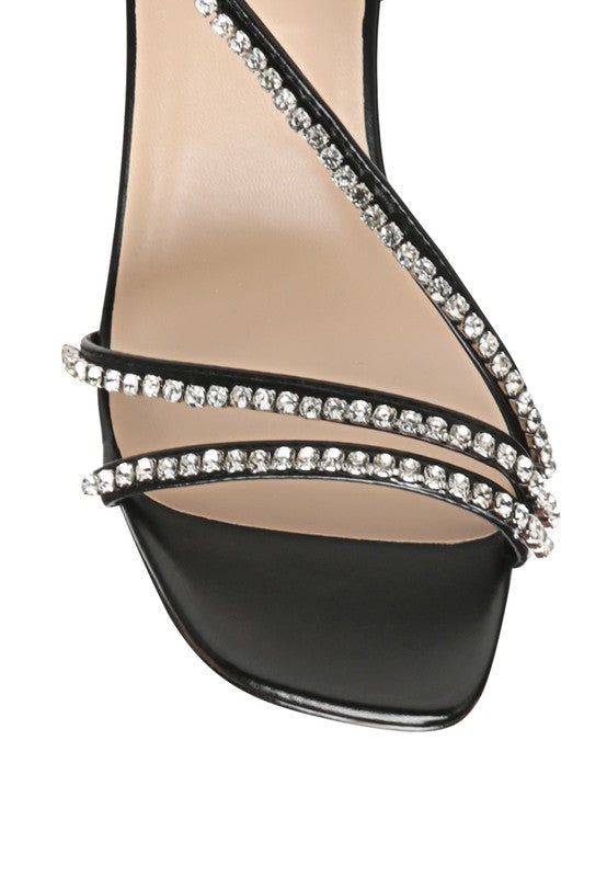 JACQUELINE EMBELLISHED BLOCK HEEL SANDALS