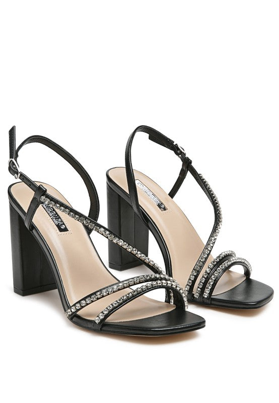 JACQUELINE EMBELLISHED BLOCK HEEL SANDALS