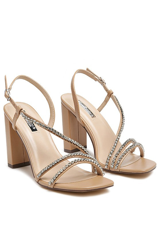 JACQUELINE EMBELLISHED BLOCK HEEL SANDALS