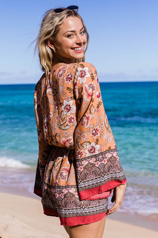 BOHO FLORAL PRINT ROMPER