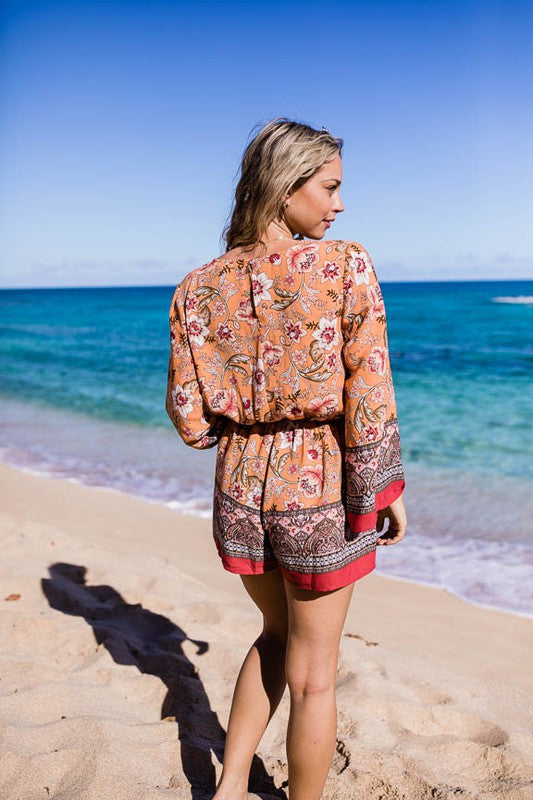 BOHO FLORAL PRINT ROMPER