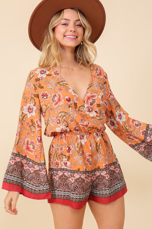 BOHO FLORAL PRINT ROMPER