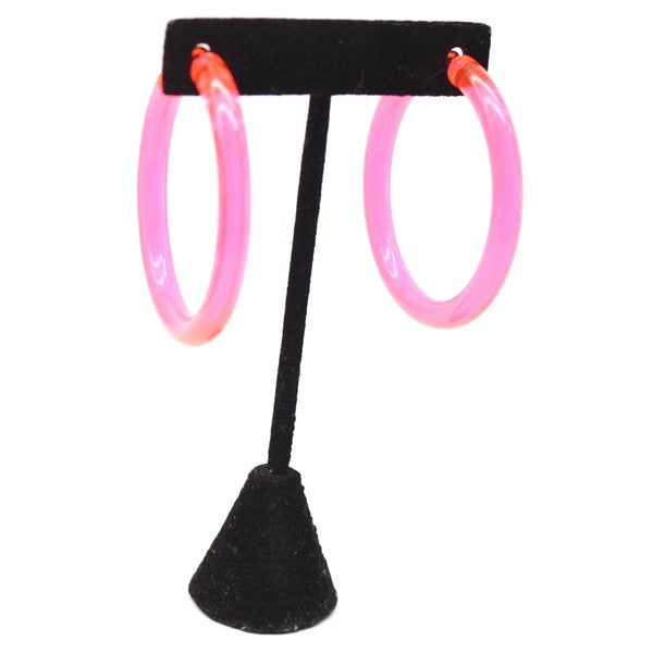 HALF HOOP EARRINGS Neon Pink