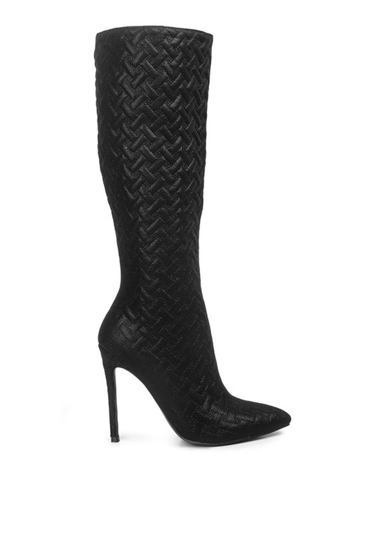 Quilted High Heeled Calf Boots