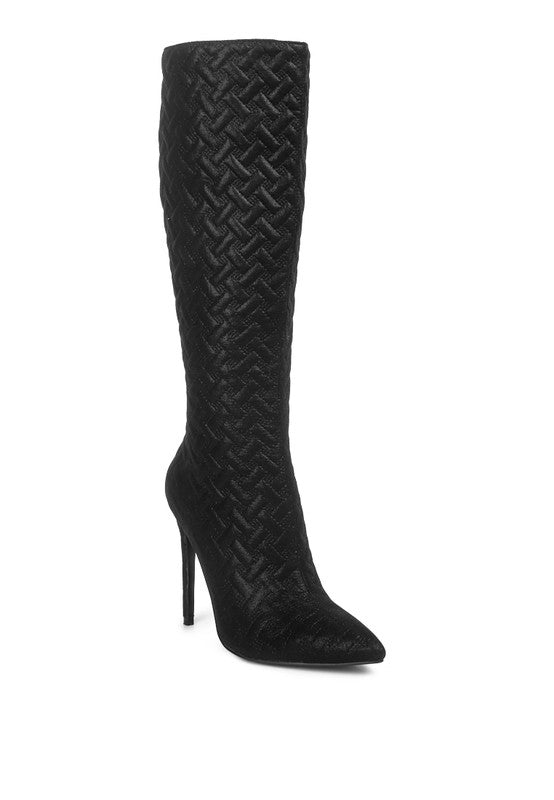 Quilted High Heeled Calf Boots