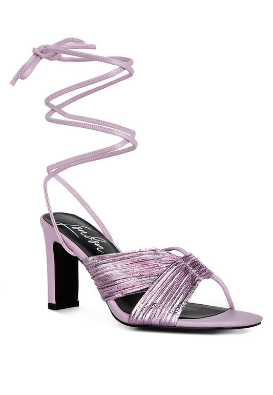 Metallic Block Heel Sandals