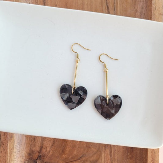 Heart Earrings - Black