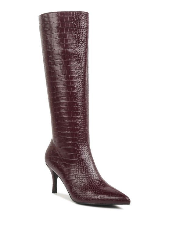 Uptown Pointed Mid Heel Calf Boots