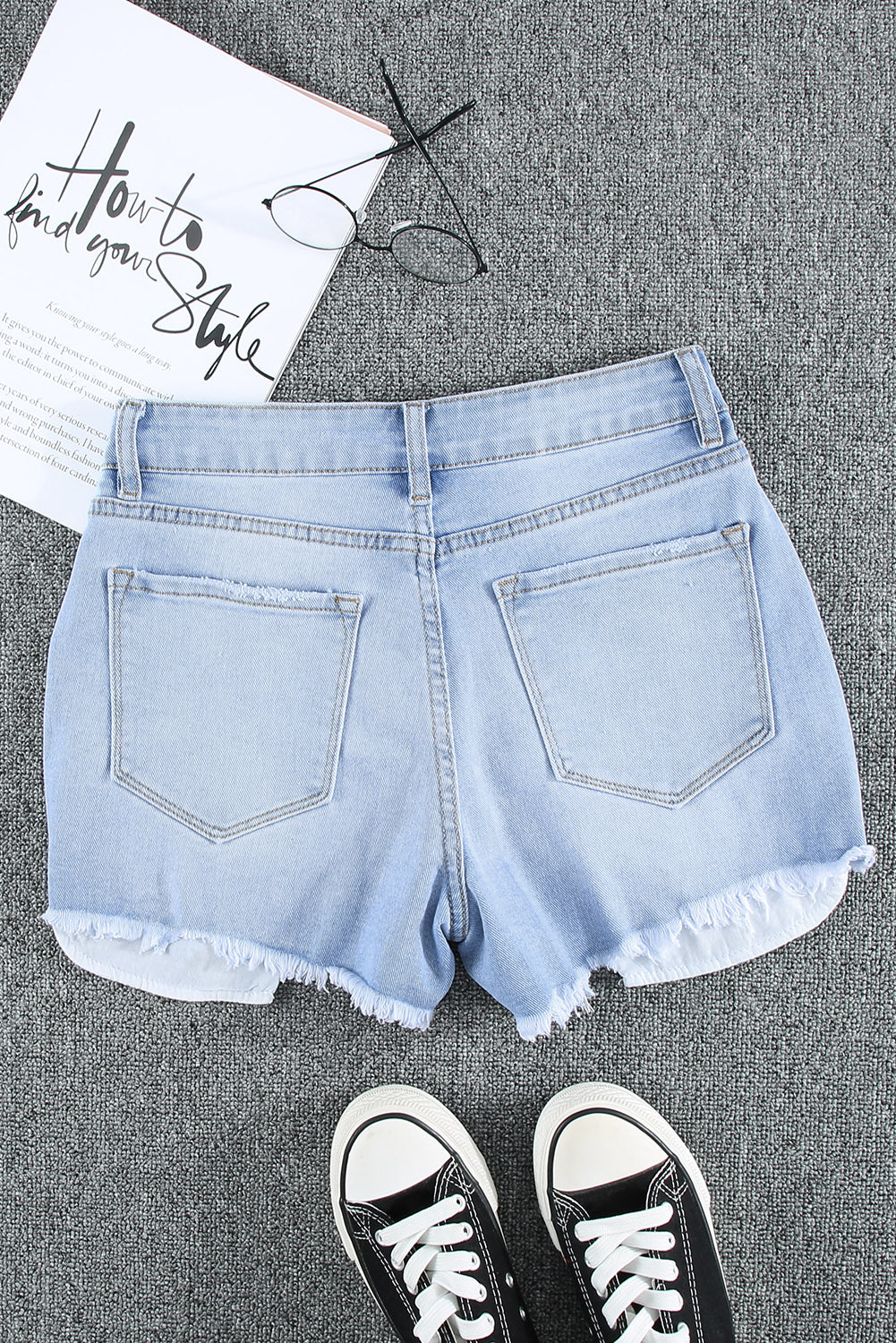 Frayed Distressed Denim Shorts