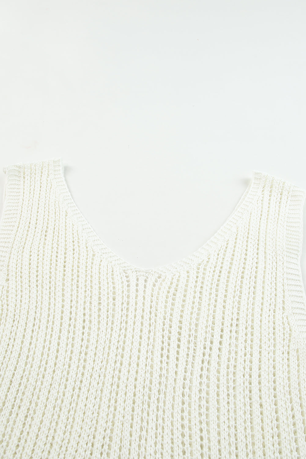 Hollowed Knit V Neck Tank Top