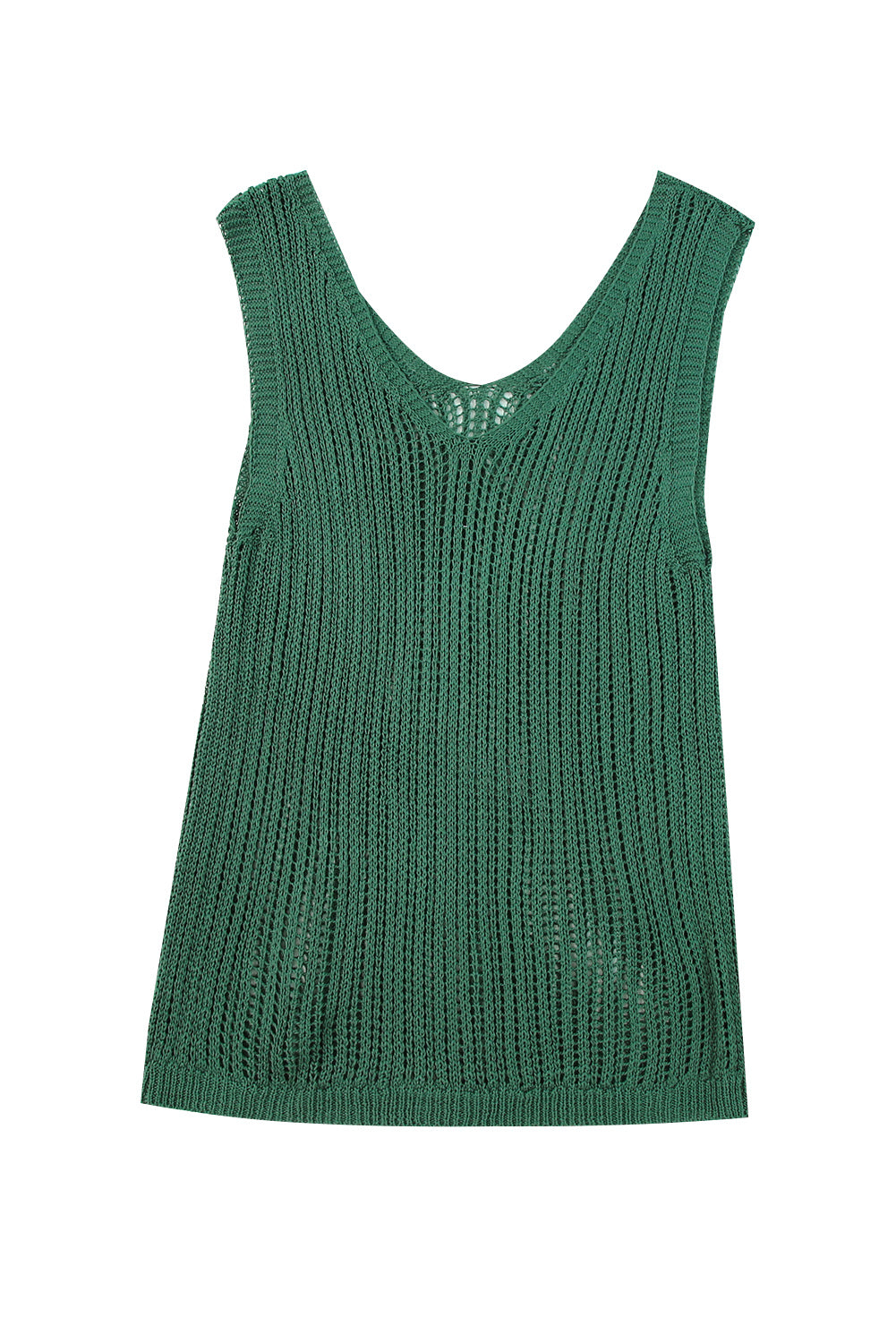 Hollowed Knit V Neck Tank Top