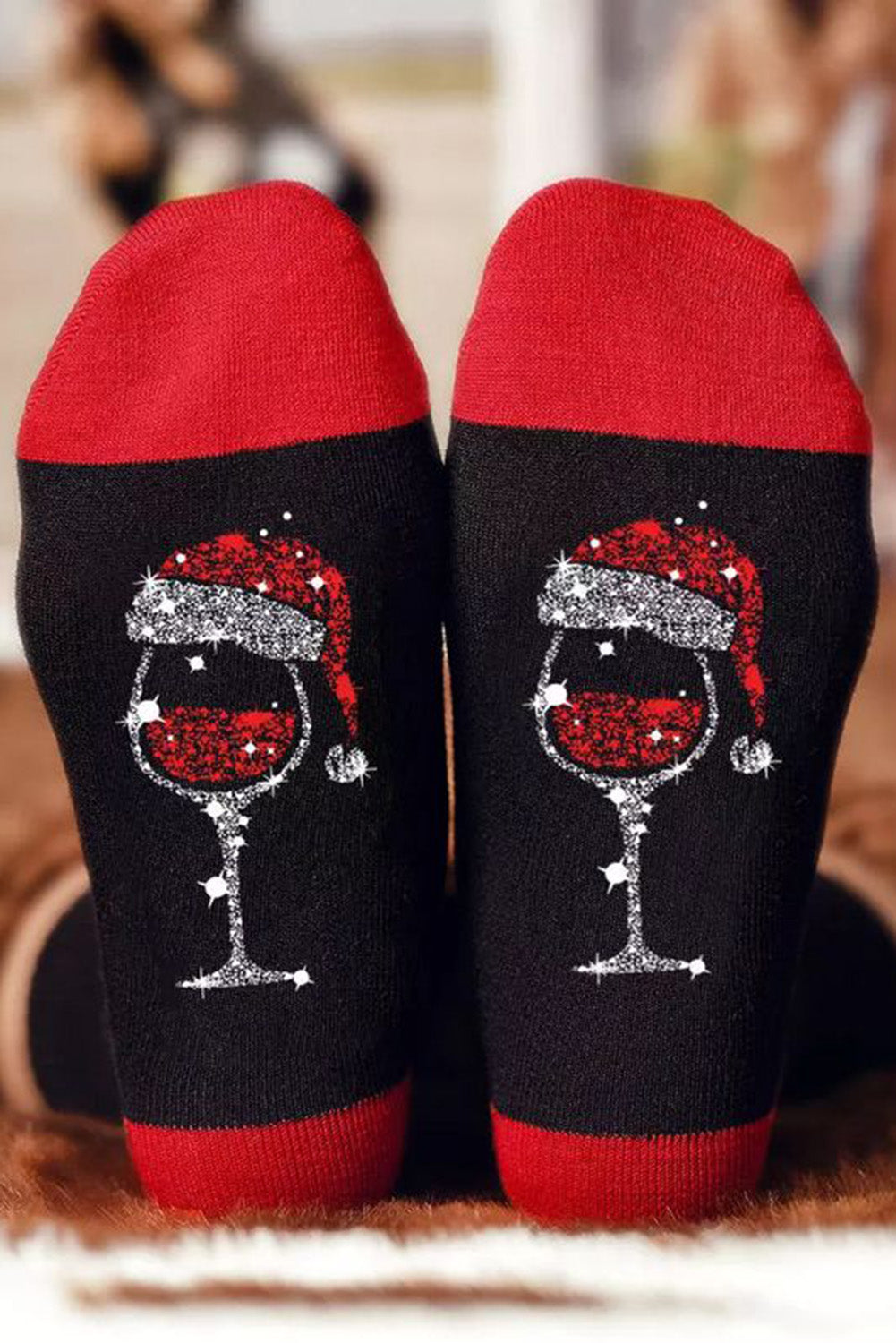 Champagne Santa Hat Socks