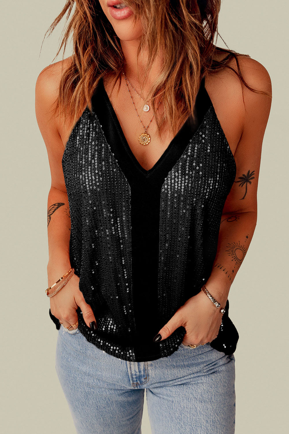 Black Sequin Camisole