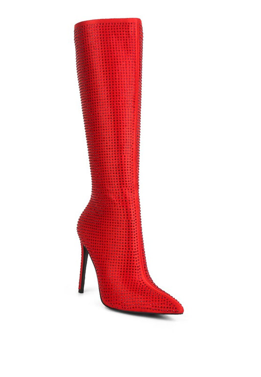 Diamante Set High Heeled Calf Boot