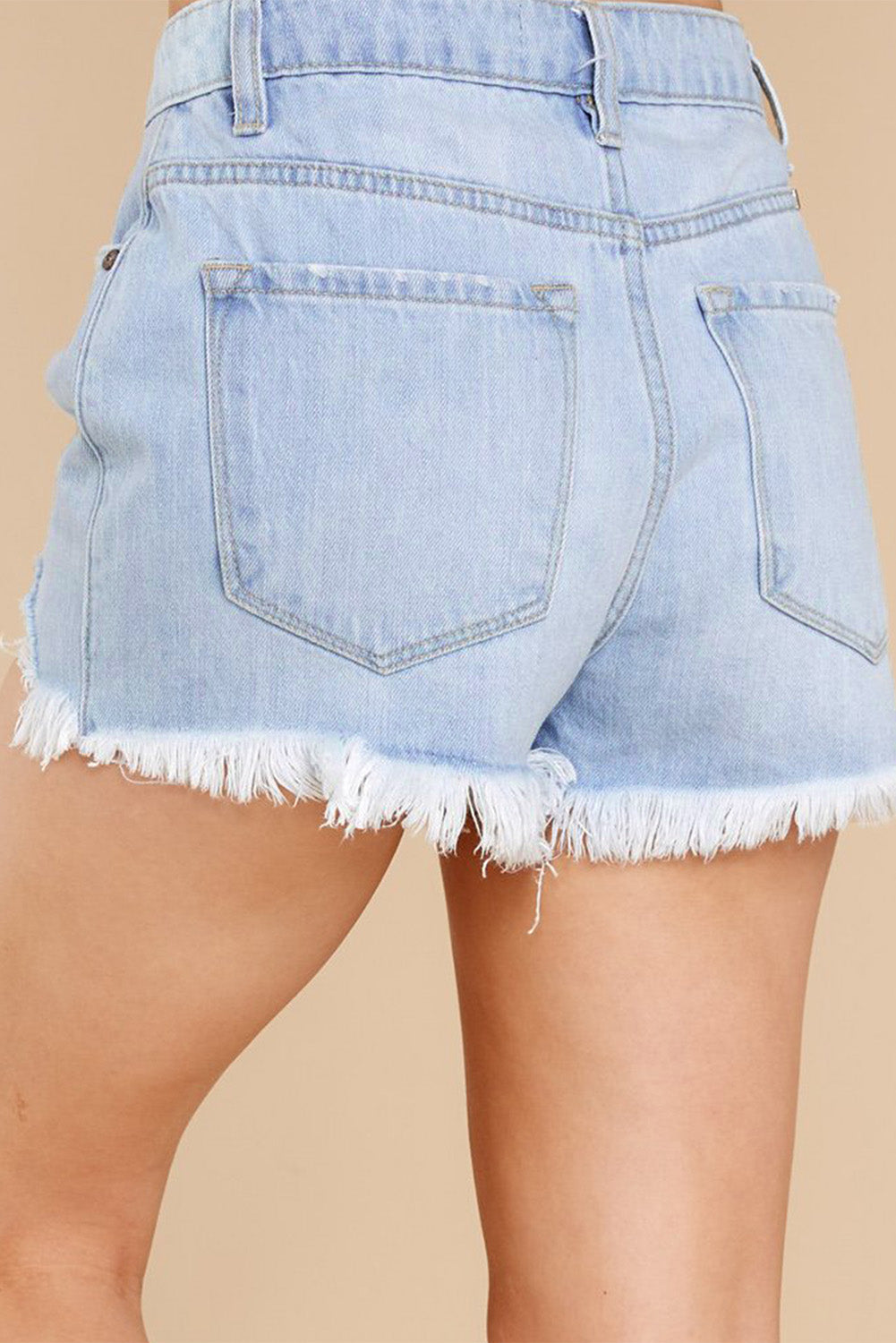 Frayed Distressed Denim Shorts