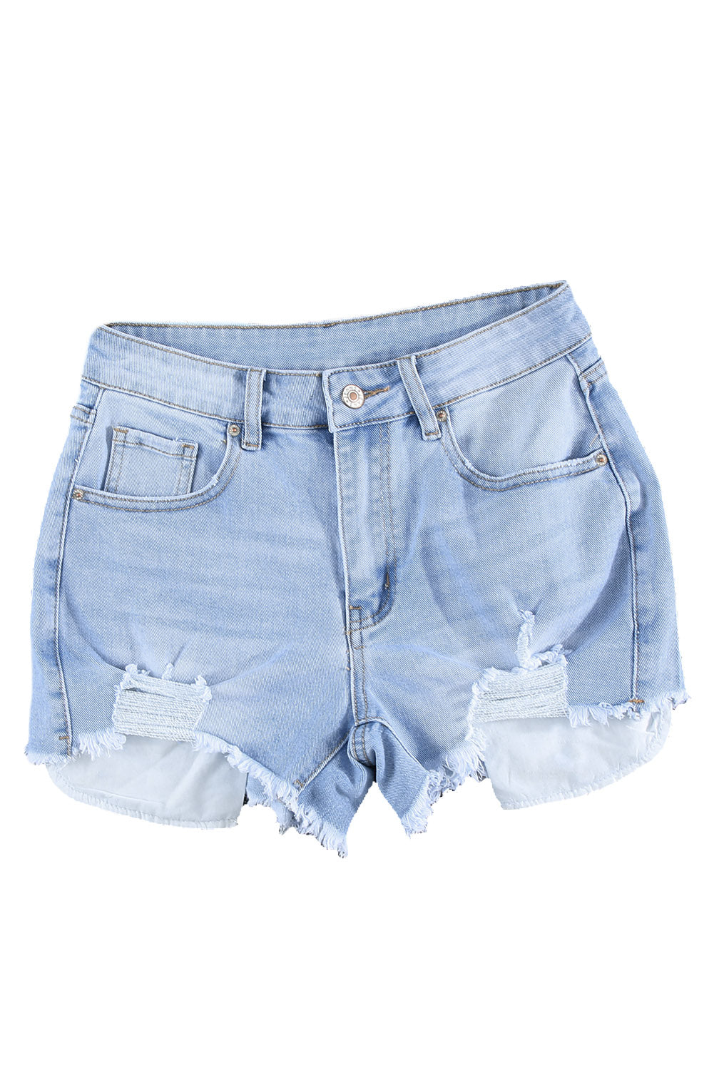 Frayed Distressed Denim Shorts