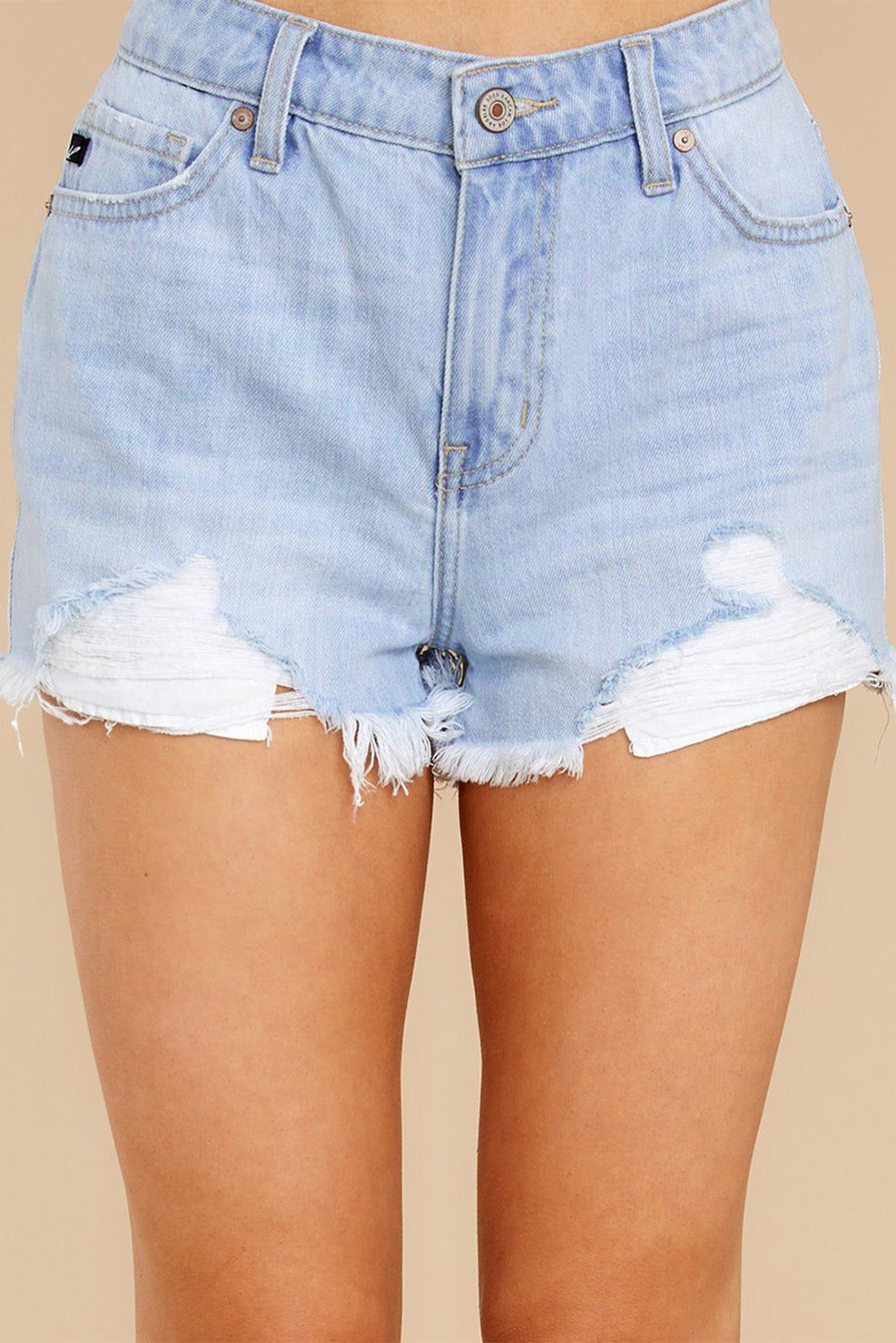 Frayed Distressed Denim Shorts