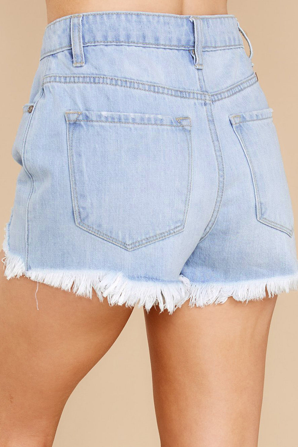 Frayed Distressed Denim Shorts