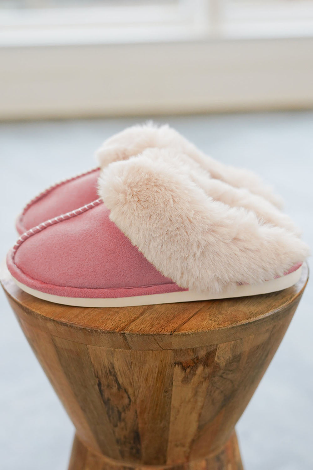 Pink Plush Lined Slippers