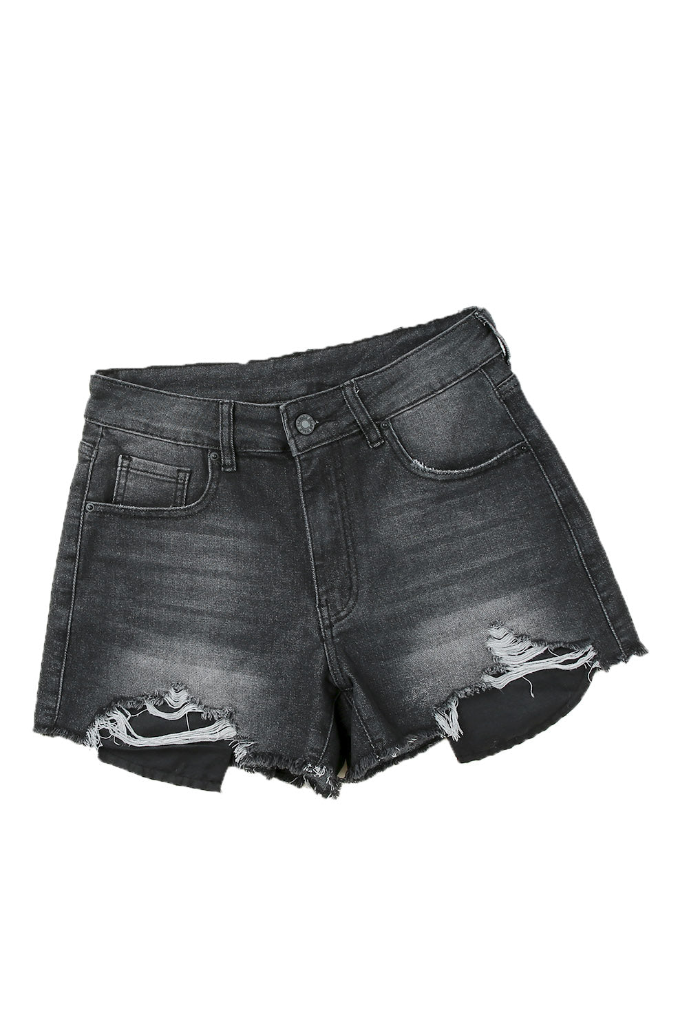 Frayed Distressed Denim Shorts