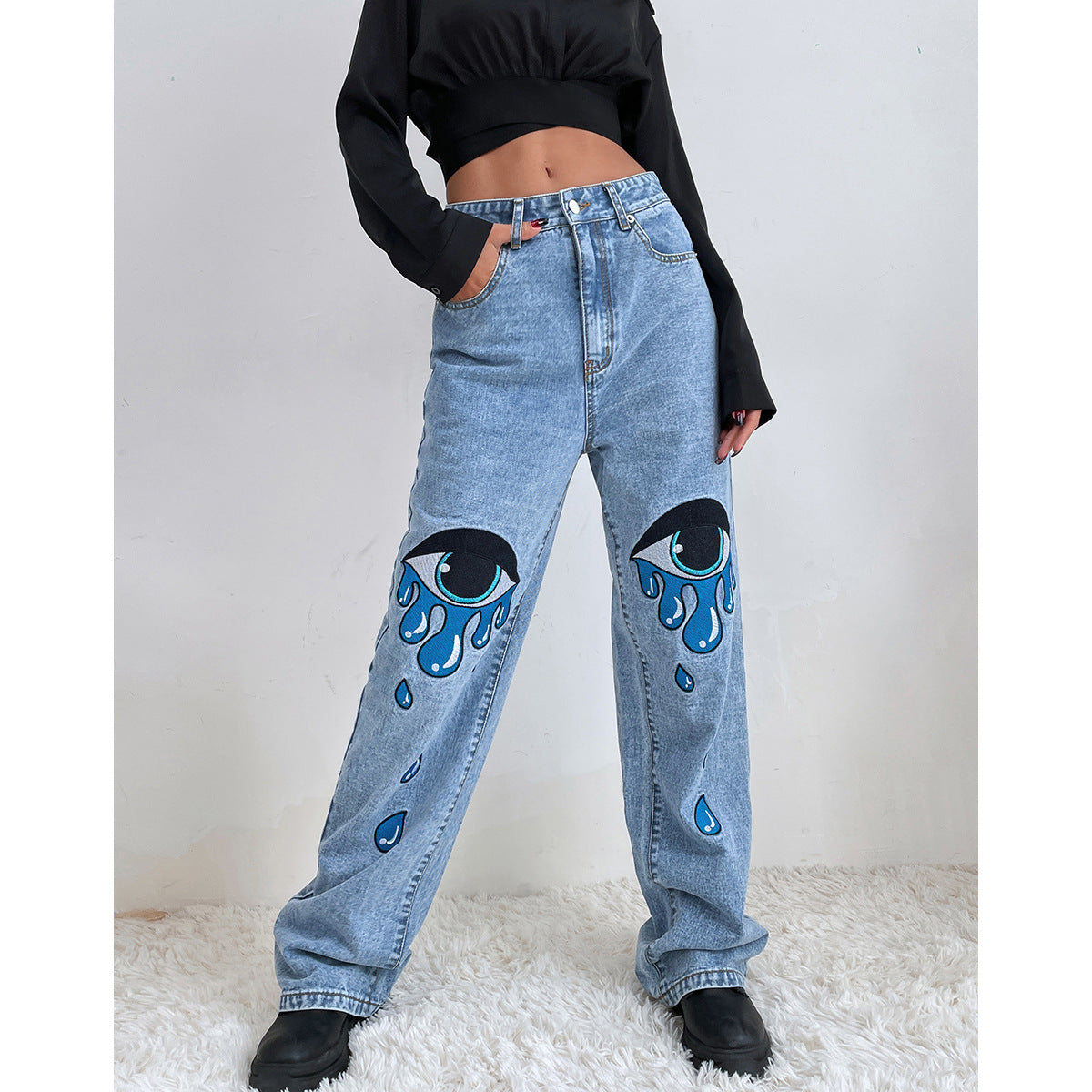 Retro Wear Straight Leg Denim Trousers