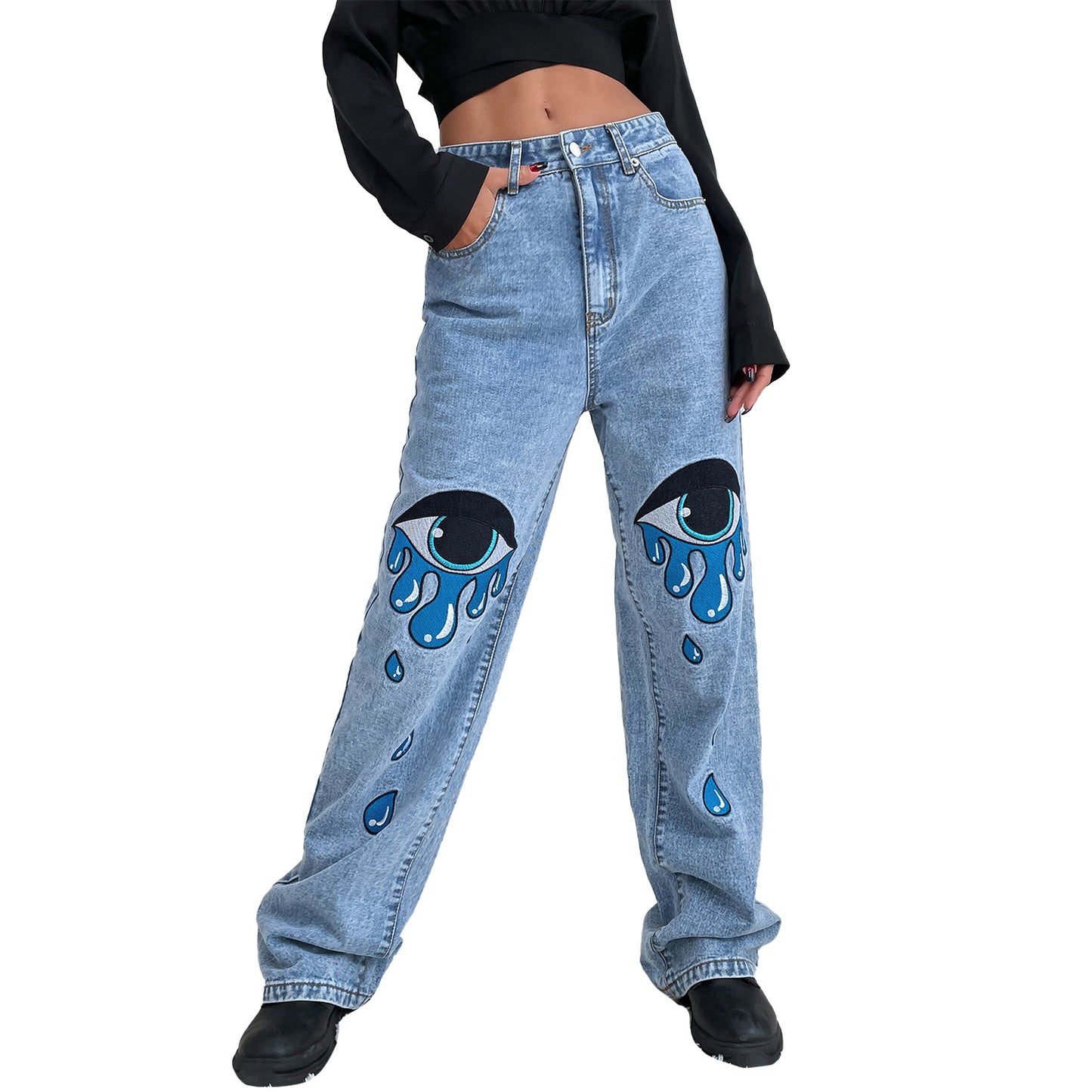 Retro Wear Straight Leg Denim Trousers