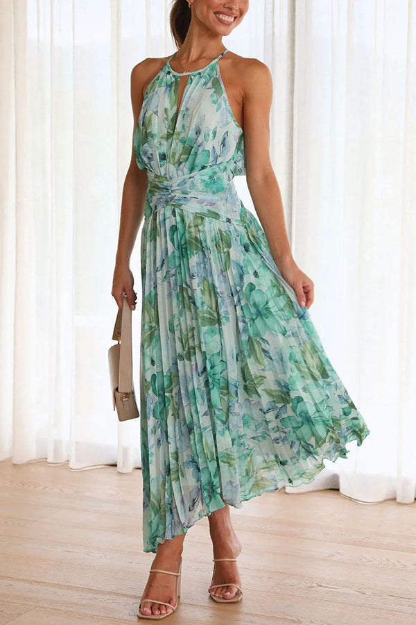 Kyle's Dream Dress- Halter Sleeveless V Neck Maxi Dress