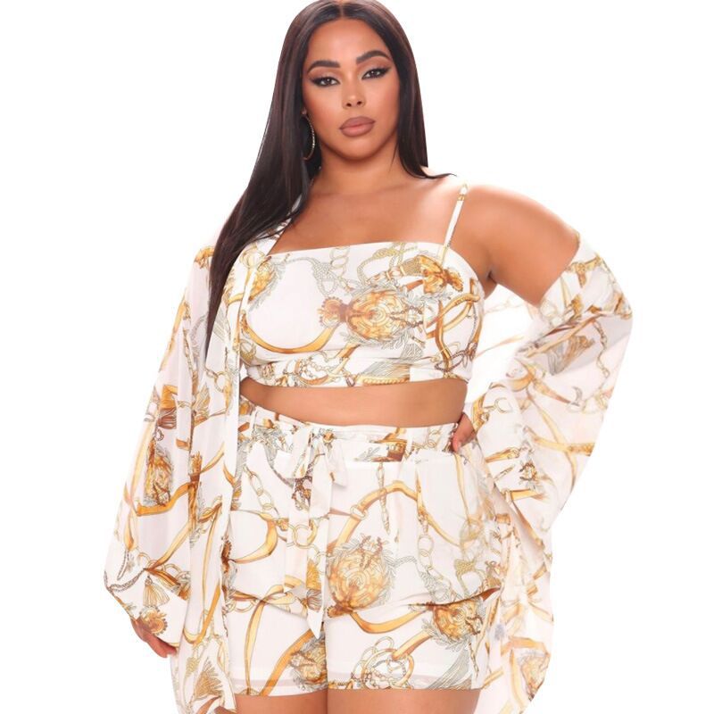 Plus Size Vacation Three Piece Set