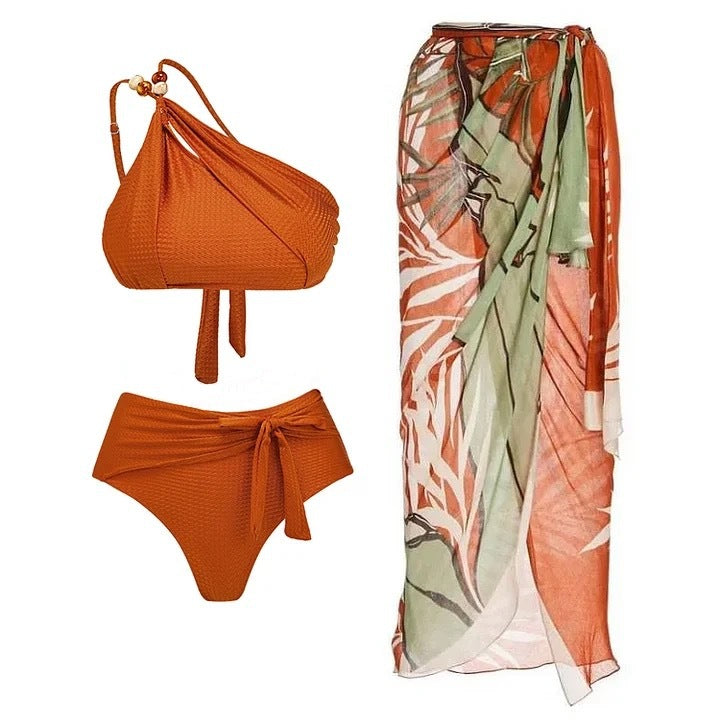 Push up Bikini High Waist Split Swimsuit Chiffon Wrap