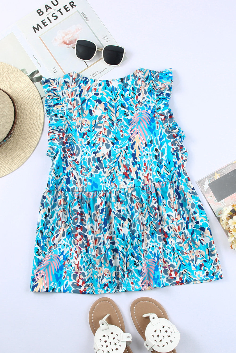 Print Wrap V Neck Short Sleeve Maxi Dress