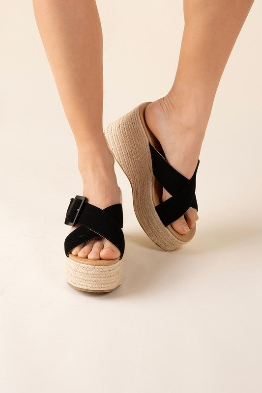 MANDEE ESPADRILLE PLATFORM SLIDES