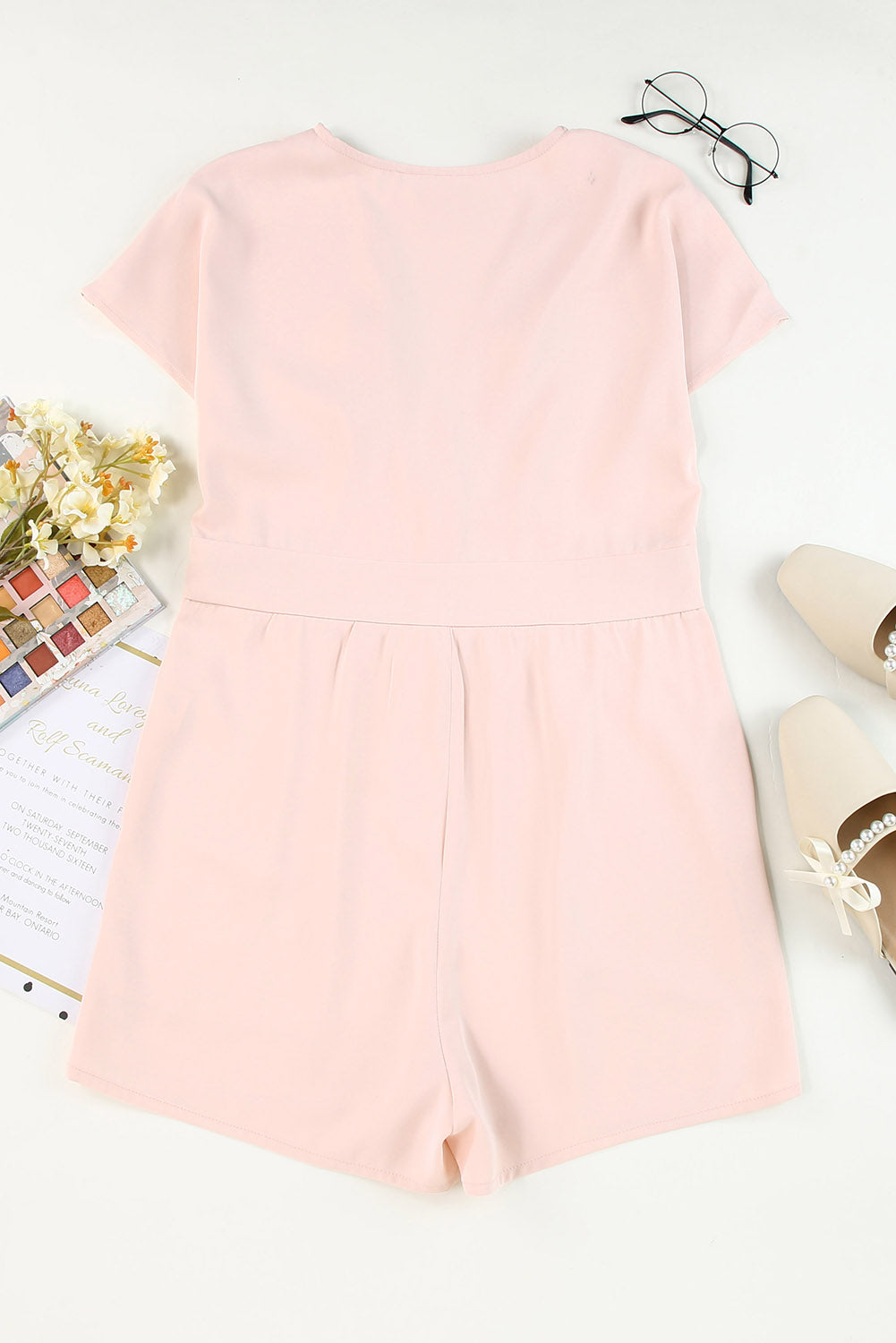 Pink Buttoned High Waist Romper