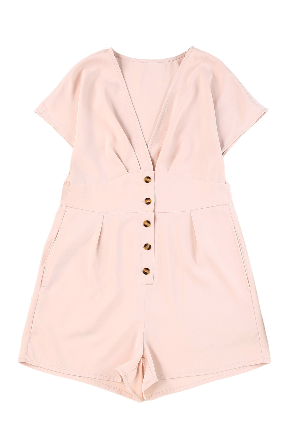 Pink Buttoned High Waist Romper