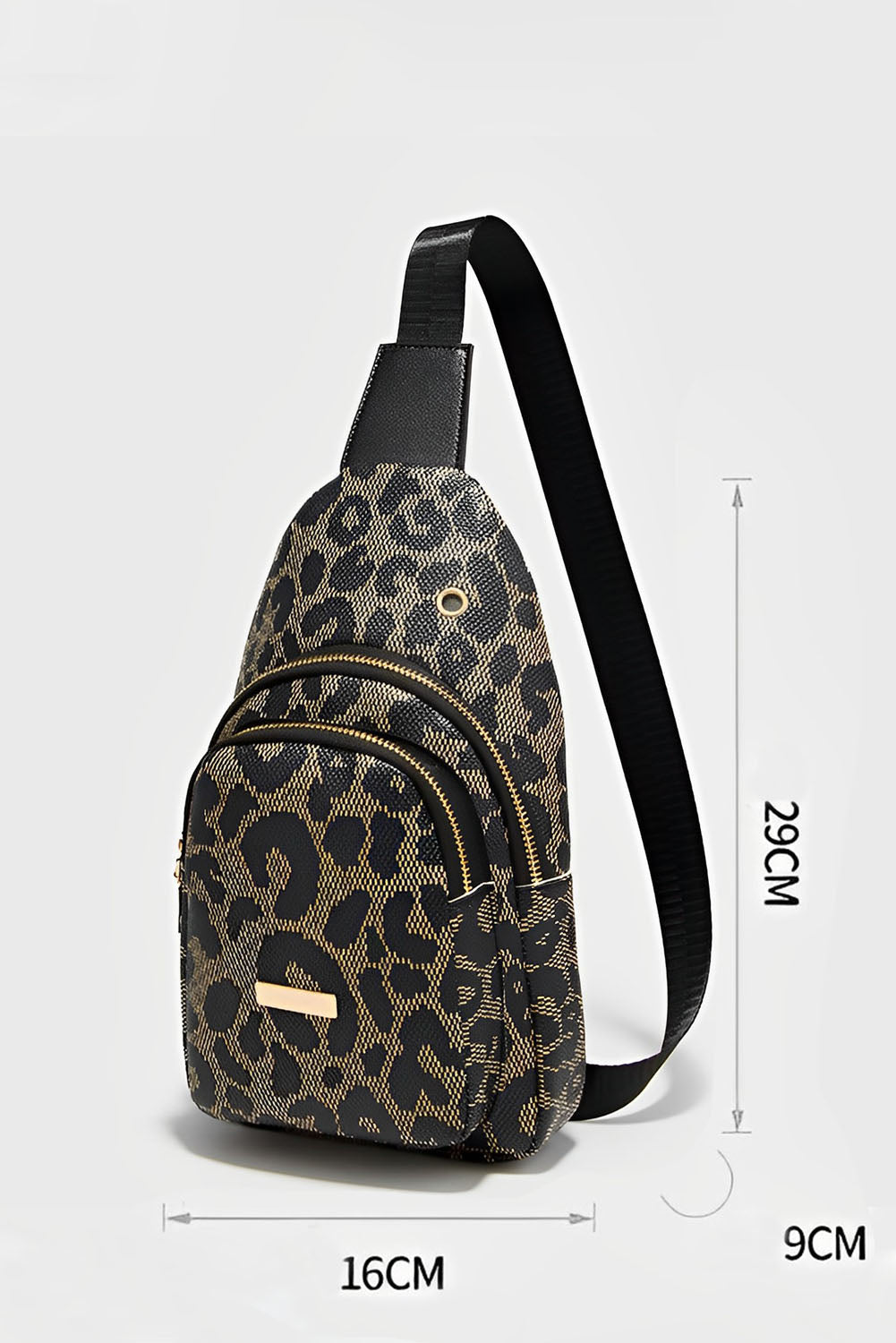 Printed PU Leather Zippered Fanny Pack Sling Bag