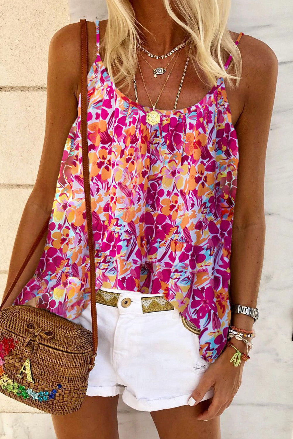 Floral Print Flutter Sleeves Short Sleeve Blouse