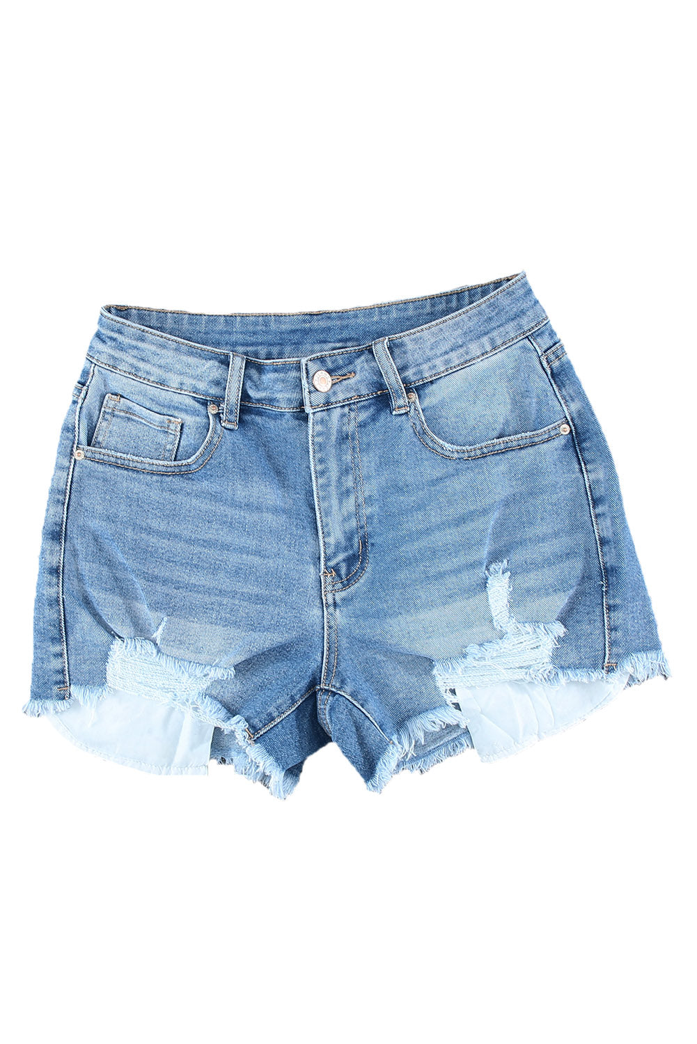 Frayed Distressed Denim Shorts