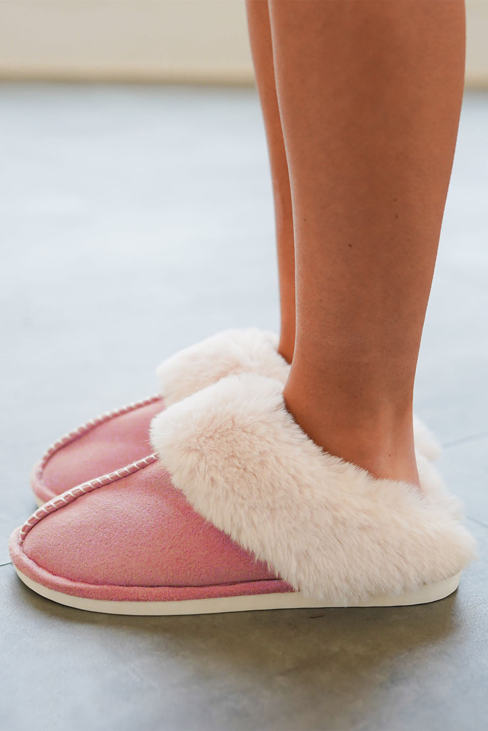 Pink Plush Lined Slippers