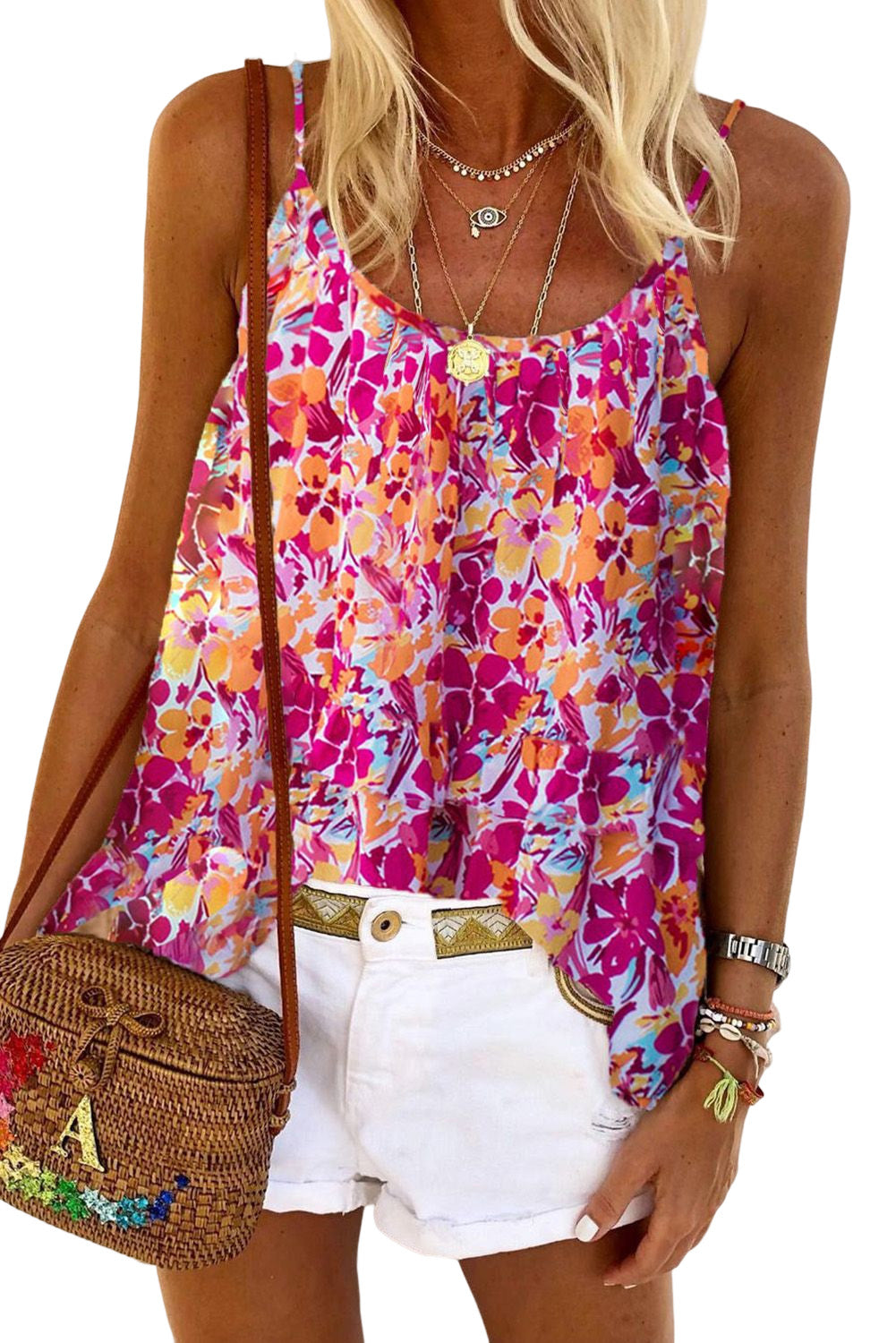 Floral Print Flutter Sleeves Short Sleeve Blouse