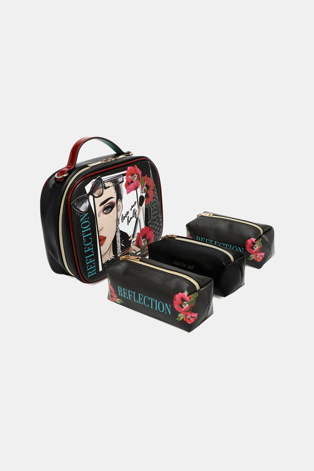 Nicole Lee Printed Handbag with Three Pouches