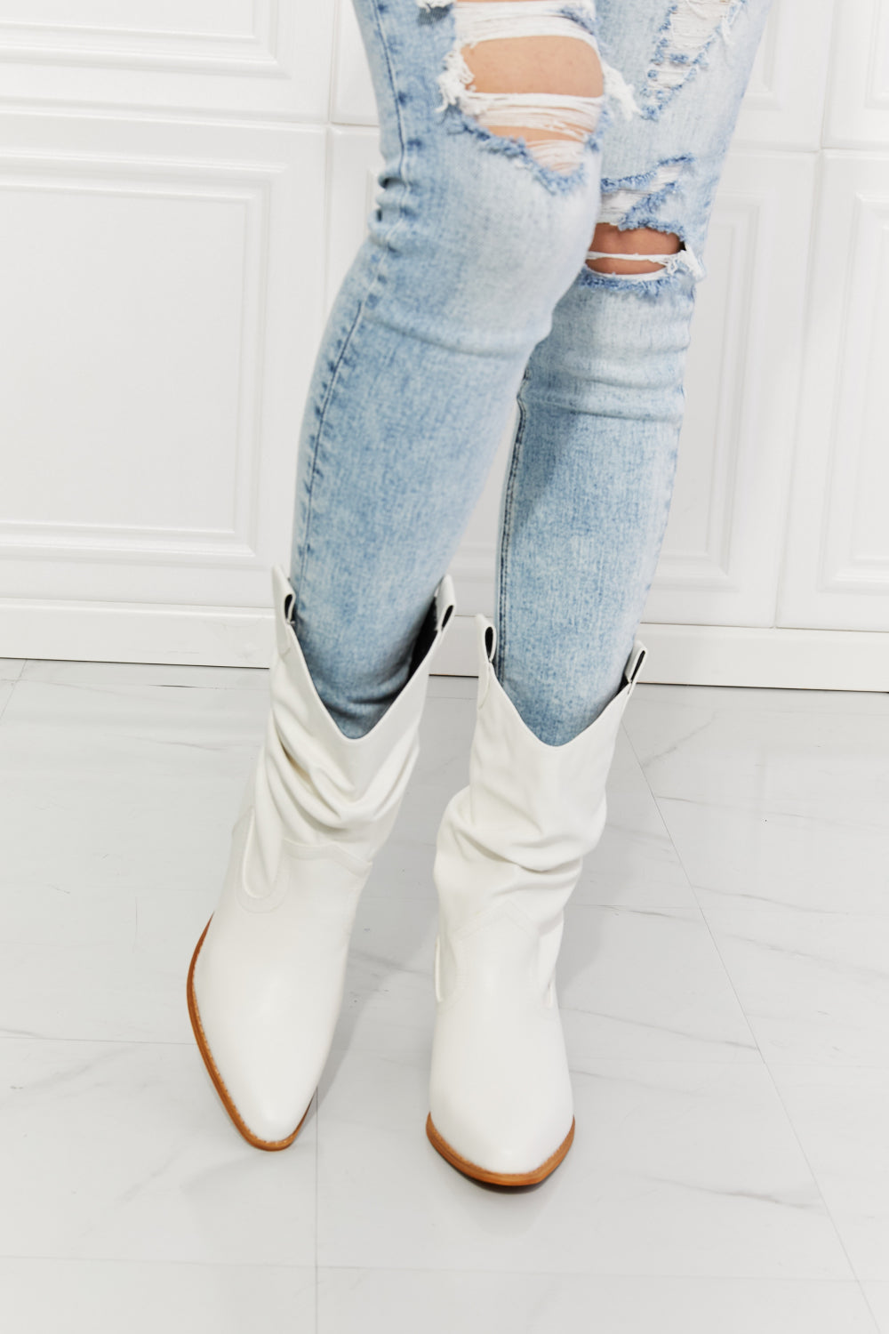 White Scrunch Cowboy Boots