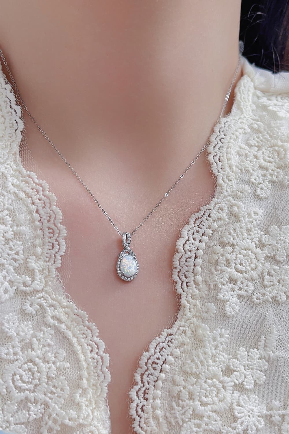 Opal Pendant Necklace With Gift Box